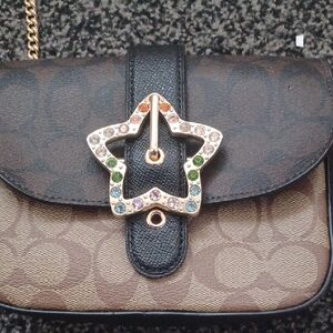 Coach Brown and Black Crossbody Bag with Star Accent